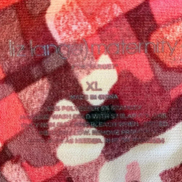 Liz Lange Maternity Long Sleeves Jersey Wrap Dress Size XL Red Black Abstract - Picture 16 of 16